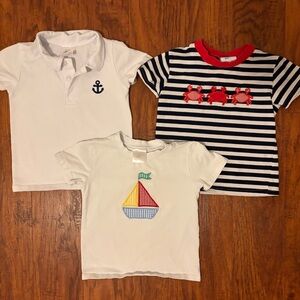 Kids Nautical Stripe and Anchor Tee Set - White, Navy & Red